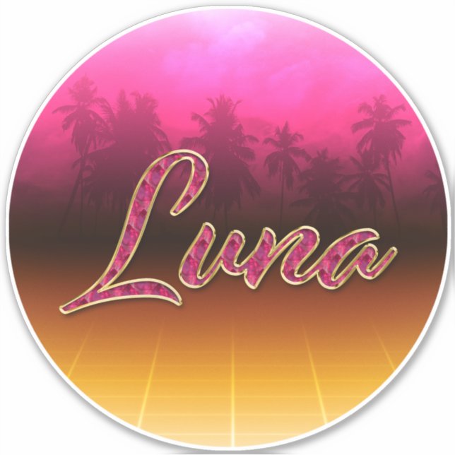 Pegatina Luna Vorname Name golden pink Aufkleber Sticker (Anverso)
