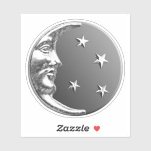 Pegatina Luna y estrellas Art Deco - Gris/Gris y Plata