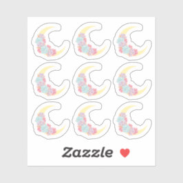 Pegatina Luna y Suculentos Pastel Boho Moda Cactus Floral