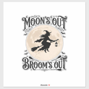 Pegatina Lunas Fuera Escobas Fuera Bruja Halloween