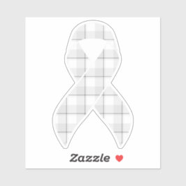 Pegatina Lung Cancer Awareness Plaid Ribbon Gray