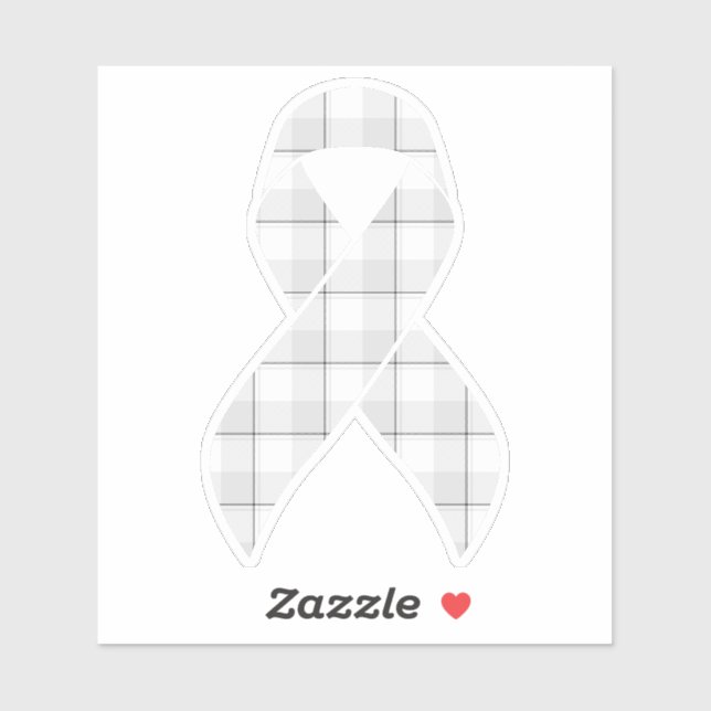 Pegatina Lung Cancer Awareness Plaid Ribbon Gray (Hoja)
