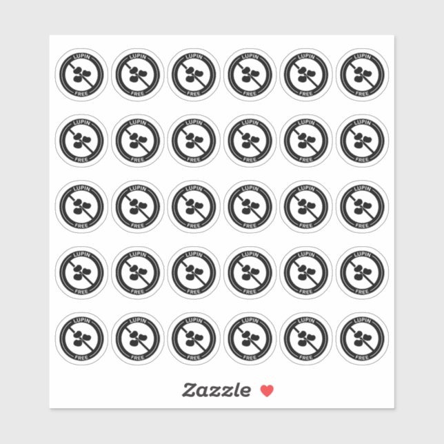 Pegatina Lupin Free Wedding Place Card Mini Food Allergy (Hoja)