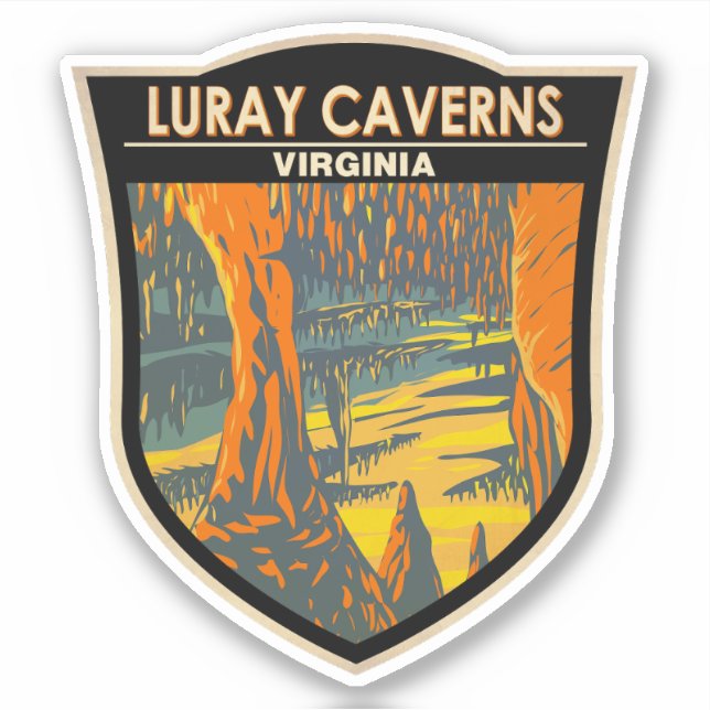 Pegatina Luray Caverns Virginia Travel Art Badge (Anverso)