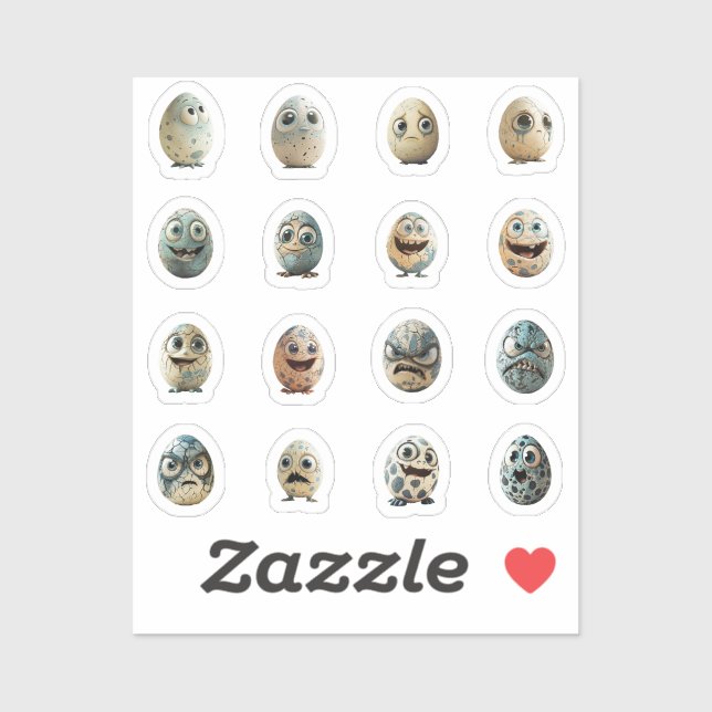 Pegatina Lustige Chibi-Ostereier-Sticker – 16 Stück (Hoja)
