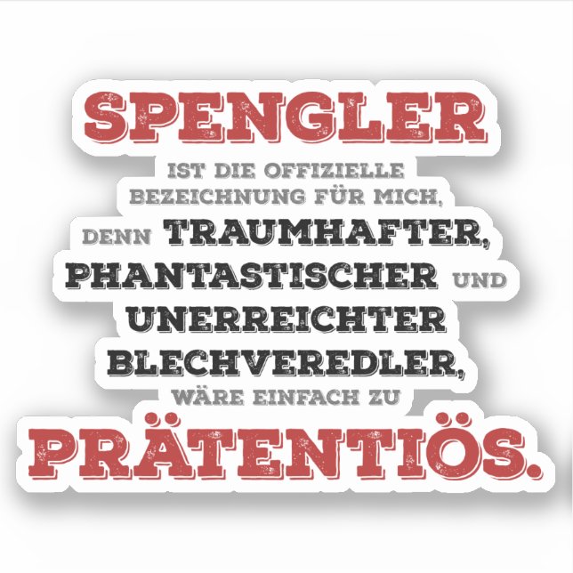 Pegatina Lustiger Prätentiöse Spengler Handwerker (Anverso)