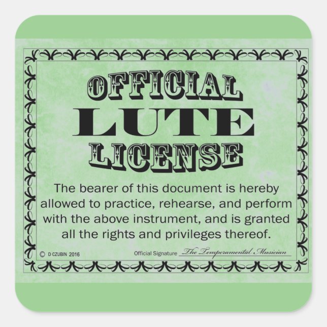 Pegatina Lute License Square (Anverso)