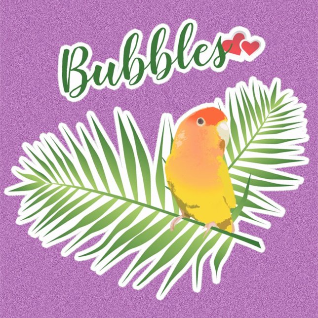 Pegatina Lutino Peachface Lovebird Mascota Bird Love Cuader (Lutino Peachfaced Lovebird sticker personalized for pet bird lovers. Add any name!)