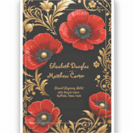Pegatina Luxury Black Red and Gold Floral Wedding 