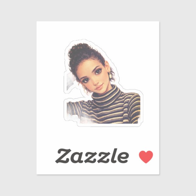 Pegatina Luxury Fashion Doll – Elegant Porcelain Style  (Hoja)