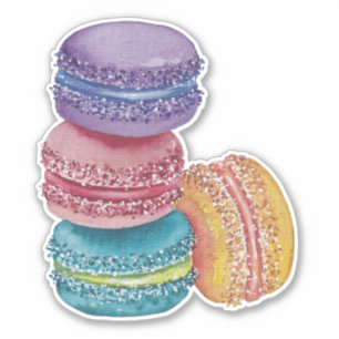 Pegatina Macarones De Arcoiris Cuidados En Acuarela