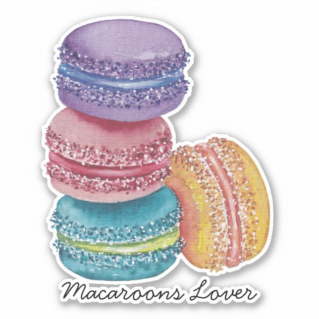 Pegatina Macarones De Arcoiris Cuidados En Acuarela (Anverso)