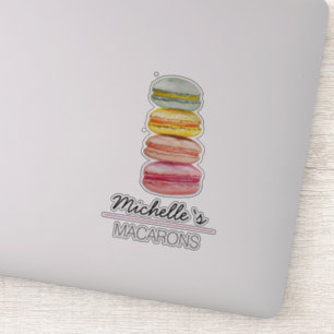 Pegatina Macarones franceses de color acuático pintado a ma