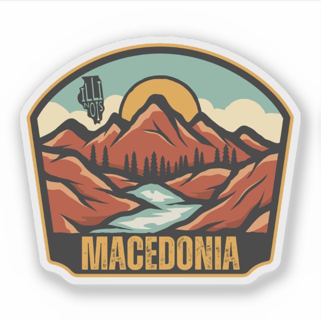 Pegatina Macedonia, Illinois (Anverso)