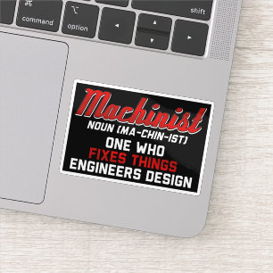 Pegatina Machinist Noun Machinist significa regalos de inge
