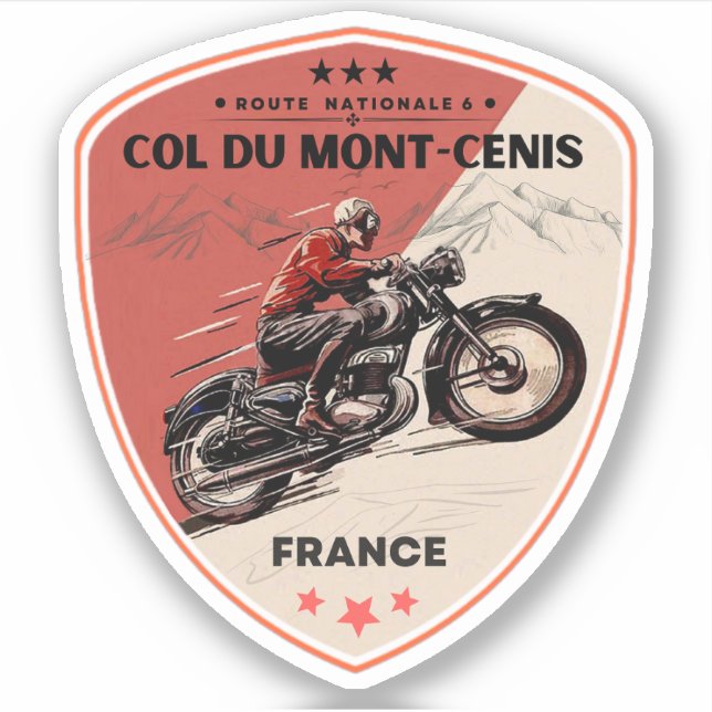 Pegatina Macizo francés Col du Mont Cenis Moto alpino (Anverso)
