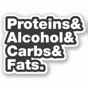 Pegatina Macronutrientes. Proteínas, alcohol, carbohidratos