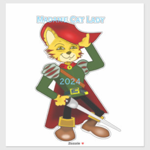 Pegatina Madame Cat Lady 2024 para el presidente Thunder_Co