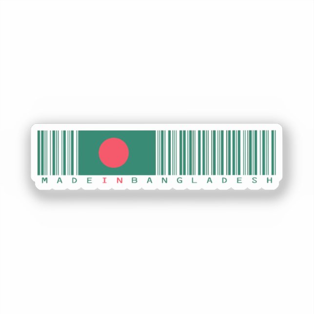 Pegatina Made in Bangladesh Barcode Flag Sticker (Anverso)