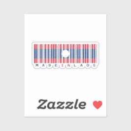 Pegatina Made in Laos Barcode Flag Sticker