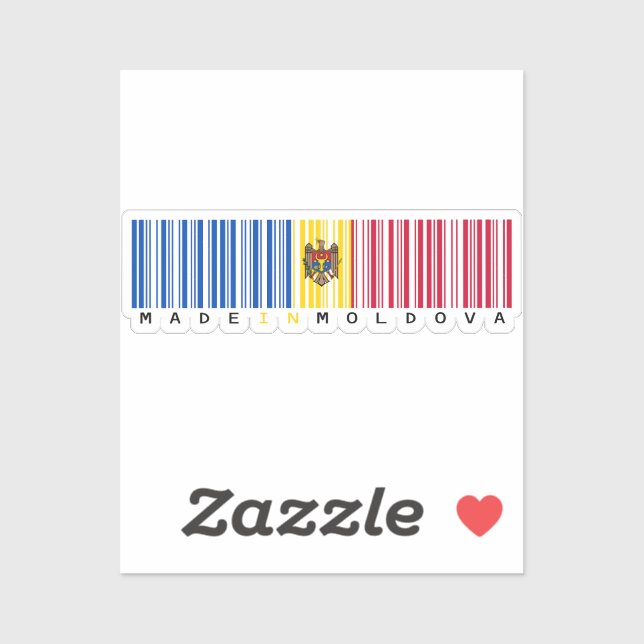 Pegatina Made in Moldova Barcode Flag (Hoja)