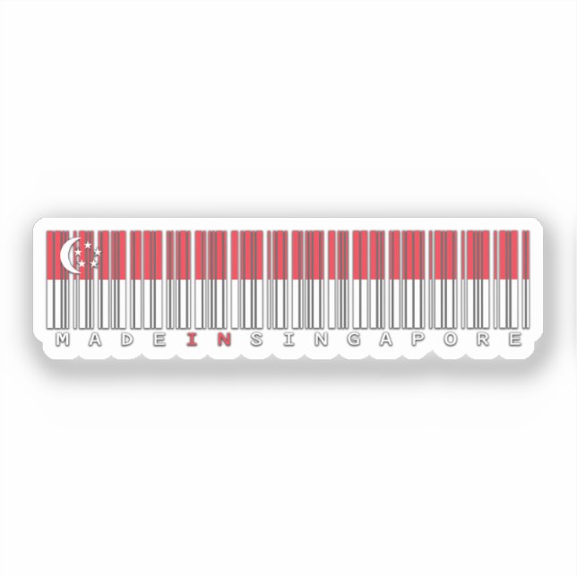 Pegatina Made in Singapore Barcode Flag Design (Anverso)