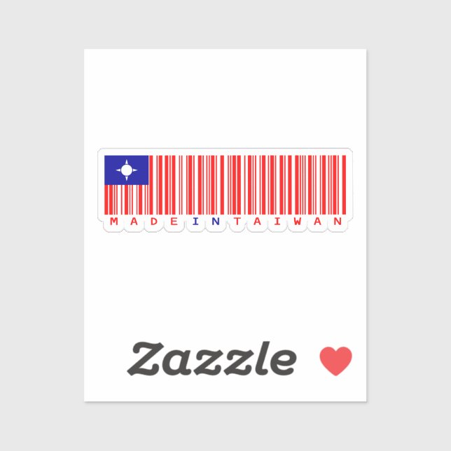 Pegatina Made in Taiwan Barcode Flag Design (Hoja)