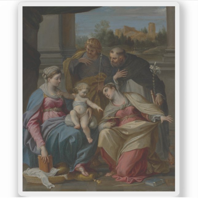 Pegatina Madonna&Child con San Lucy, Dominic&Louis de Franc (Anverso)