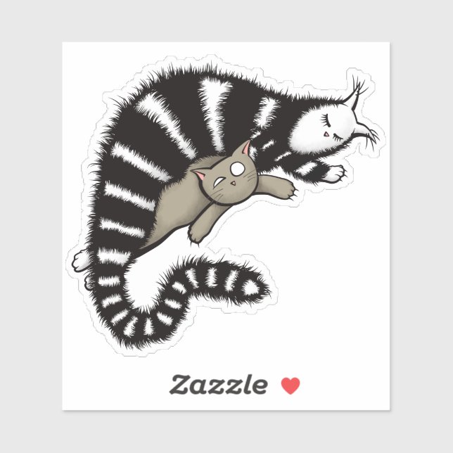 Pegatina Madre de gato protege su gatito lindo (Hoja)