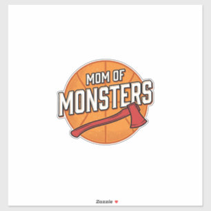 Pegatina Madre de Monstruos Diseño de Mamá de Baloncesto Vi