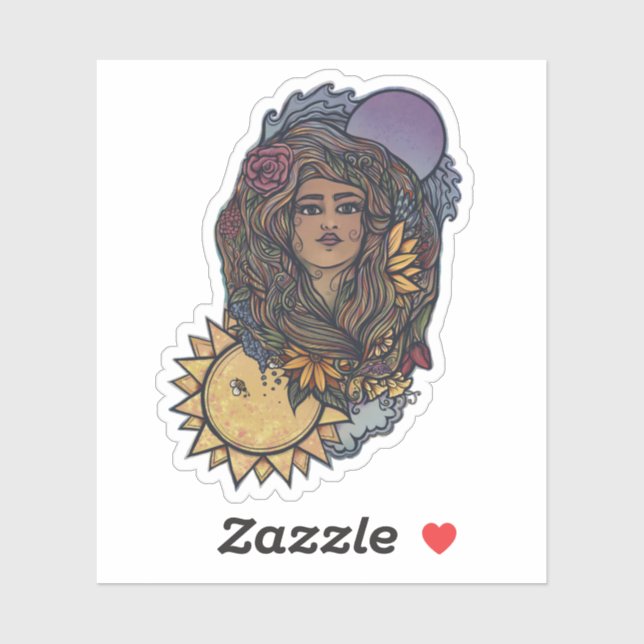 Pegatina Madre Gaia Diosa de la Tierra Tarot el mundo (Hoja)