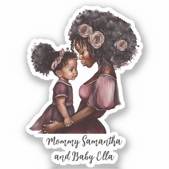Pegatina Madre y hija negras personalizadas (1) (Anverso)