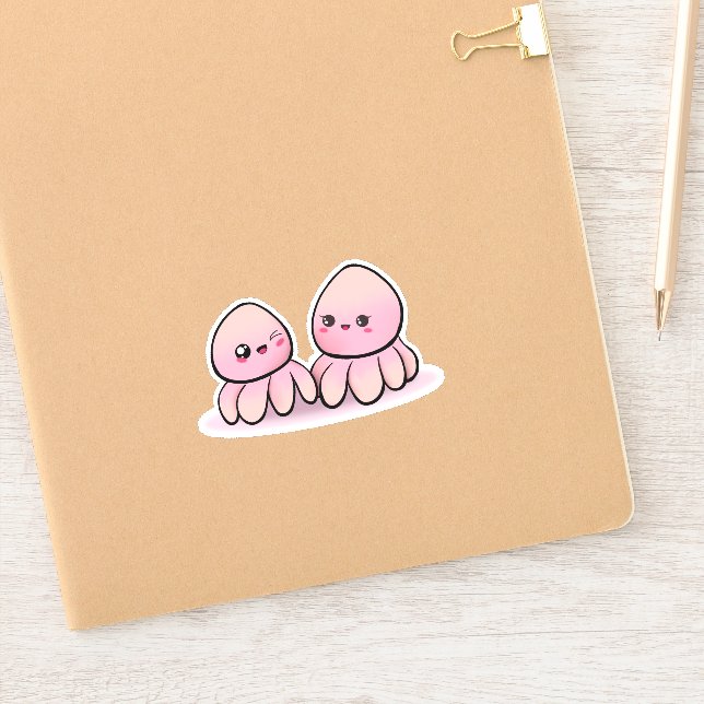 Pegatina madre y niño kawaii octopus (Cuaderno)