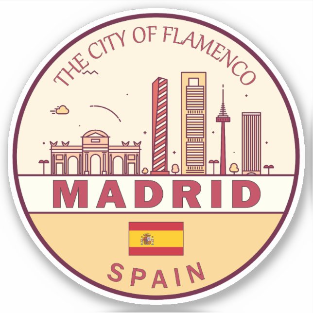 Pegatina Madrid España City Skyline Emblem (Anverso)