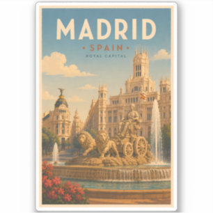 Pegatina Madrid España Fuente de Cibeles Ilustración Viaje