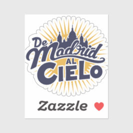 Pegatina Madrid to Heaven Typographic - Bear and Tree