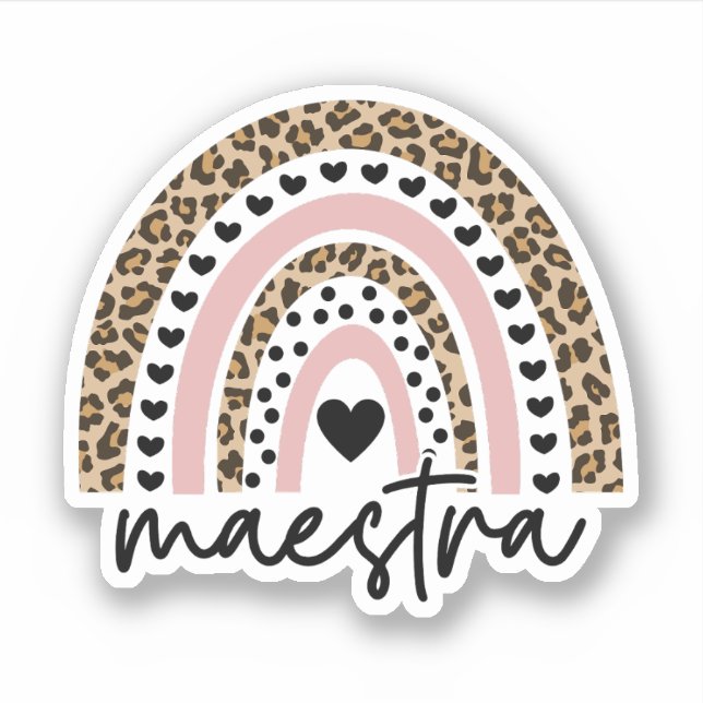 Pegatina Maestra Arcoiris, regalo de agradecimiento al prof (Anverso)