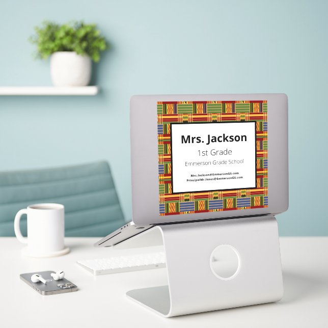 Pegatina Maestra portátil de primer grado Kente K84 Vinyl (Ordenado portátil  en el escritorio)