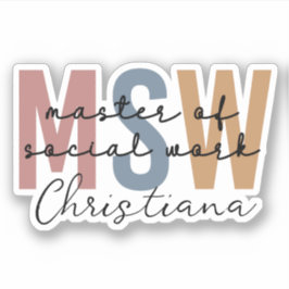 Pegatina Maestría personalizada de MSW en el trabajo social