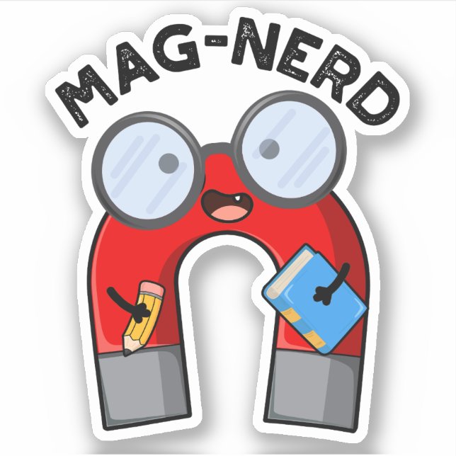 Pegatina Mag-nerd Funny Nerd Magnet Pun (Anverso)
