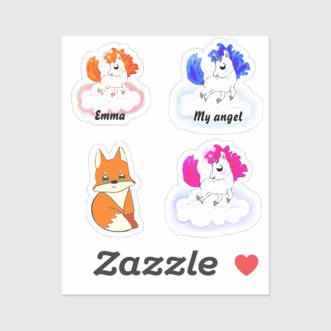 Pegatina Magic baby unicorns fantasy art (Hoja)