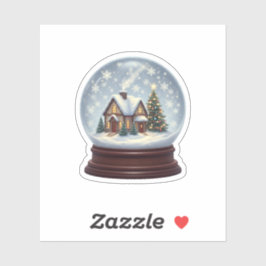 Pegatina Magical Snow Globe Christmas House & Tree