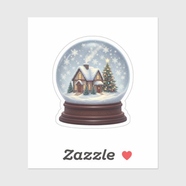 Pegatina Magical Snow Globe Christmas House & Tree  (Hoja)