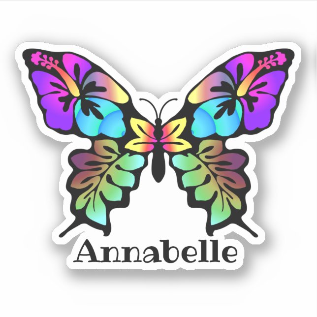 Pegatina Magnífica mariposa multicolor (Anverso)
