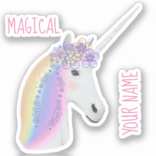 Pegatina Magnífico arcoiris lindo unicornio personalizado