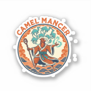 Pegatina Mago Mancer Camello Desierto Fantasía Arte Místico