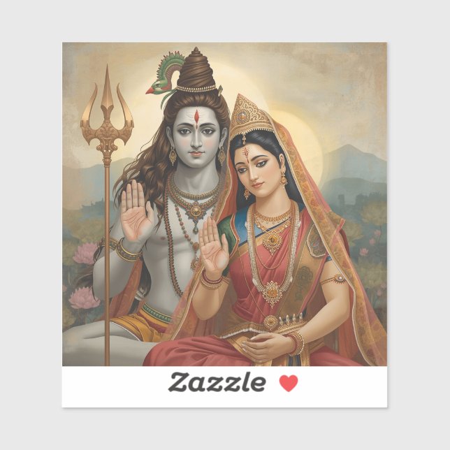 Pegatina Mahadev & Mata Parvati Painting Arts (Hoja)