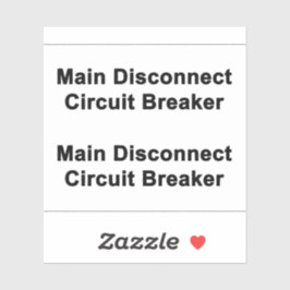 Pegatina Main Disconnect Circuit Breaker Sticker