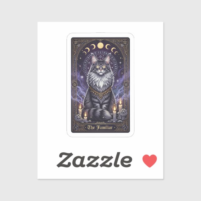 Pegatina Maine Coon Tarot - La Halloween familiar (Hoja)