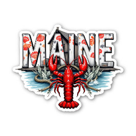 Pegatina Maine Lobster Sticker | Coastal State Travel Decal